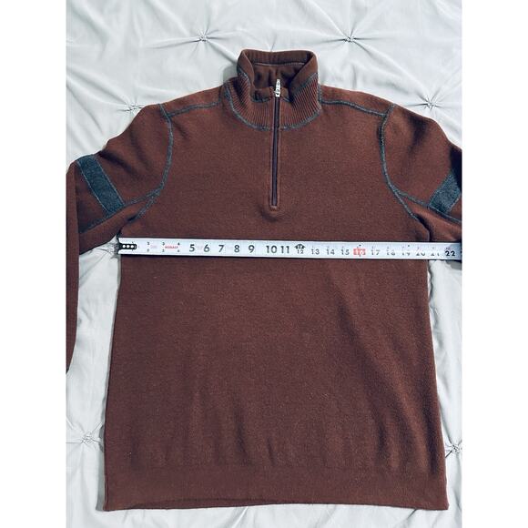 Eddie Bauer Fleece Sweater Mens XL Maroon Blue Trim 1/4 Zip Pullover Preppy - Picture 7 of 11